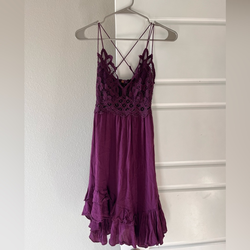 Free People Purple Strappy Flowy Mini Dress – Size XS